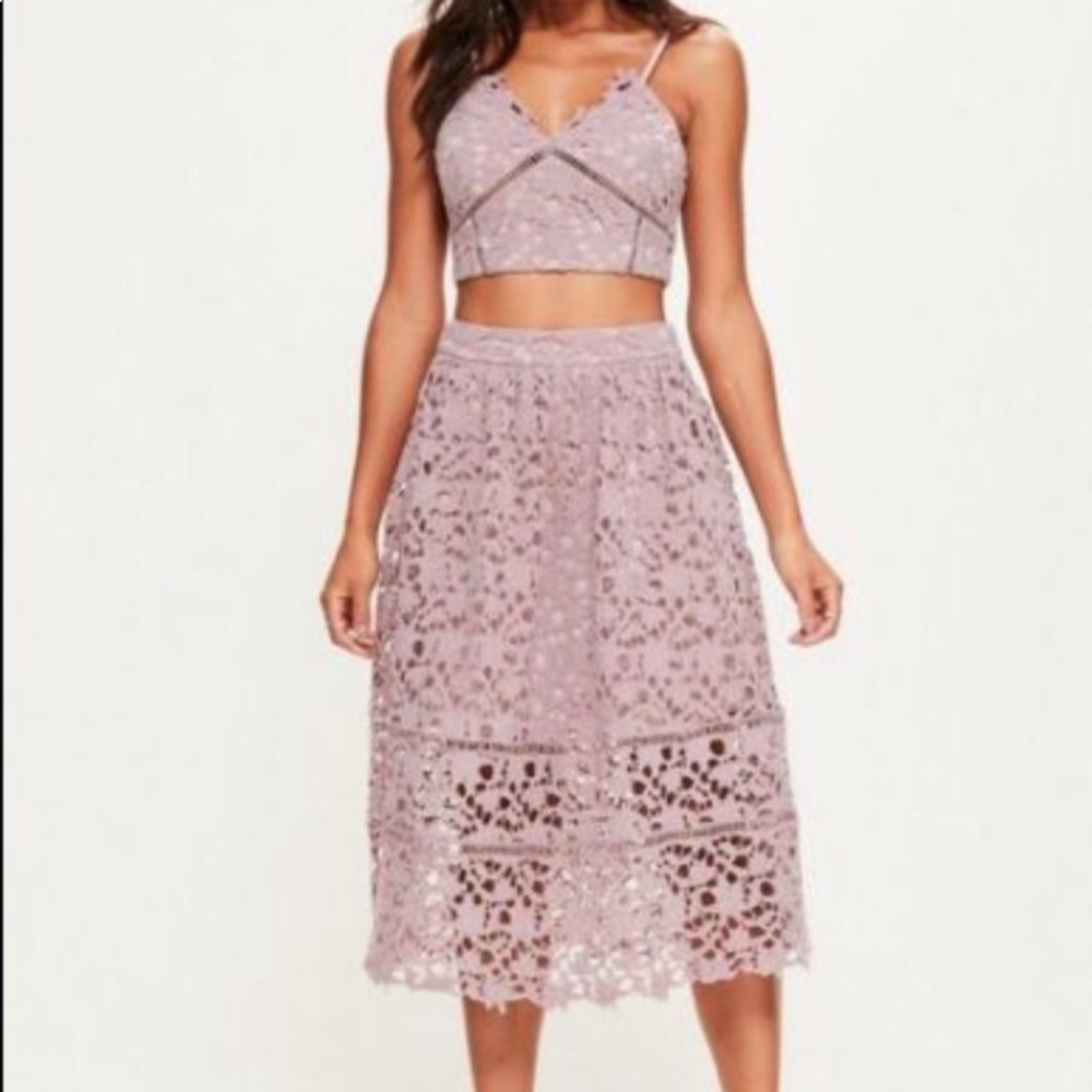 Misguided lace top and skirt set